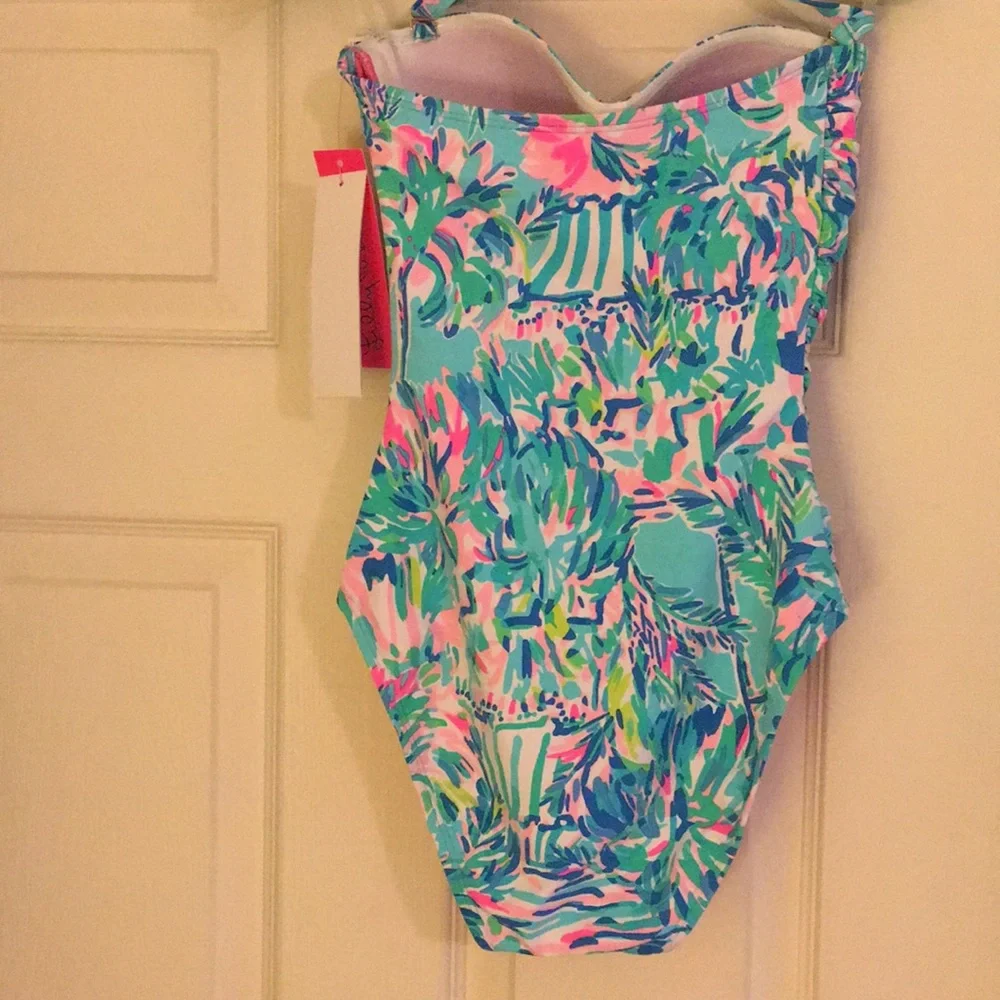 NWT Lilly Pulitzer Blue Ibiza Canbana Cocktail One piece Swimsuit Size 0 - Picture 4 of 12